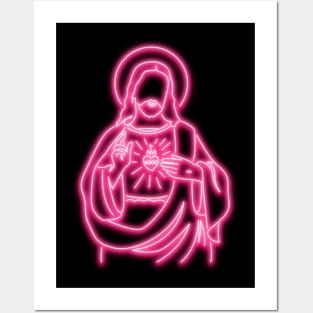 Pink Neon Jesus Posters and Art